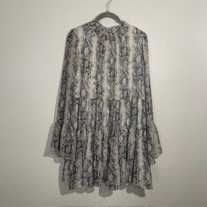 Altr'd State Snake Print Tiered Babydoll Mini Dress Edgy Bohemian - Size L
